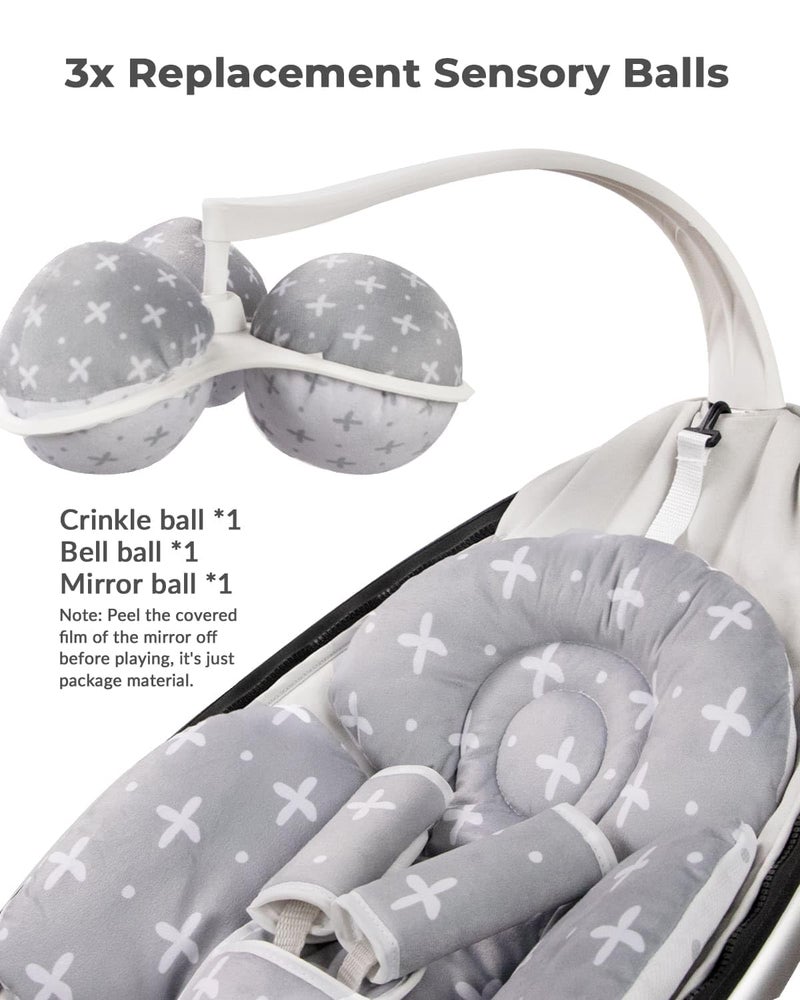 Sweetwavet Infant Insert Compatible with 4moms Mamaroo Swing and Infant Carseat, Including 3 Replacement Balls, Reversible Newborn Insert for Baby Swing, Stroller, Bouncer, Soft Fabric - Gray - Image 4
